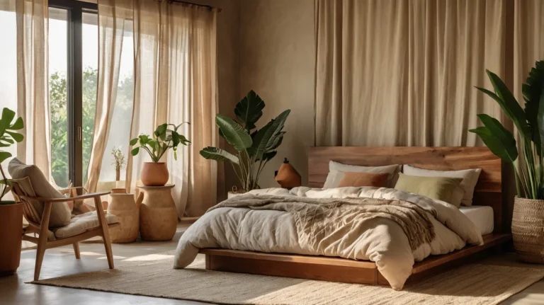 Bedroom With Organic Shapes And Natural Tones